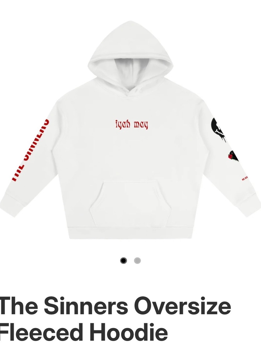 The Sinners Oversize Fleece Hoodie - White Iyah May official merch